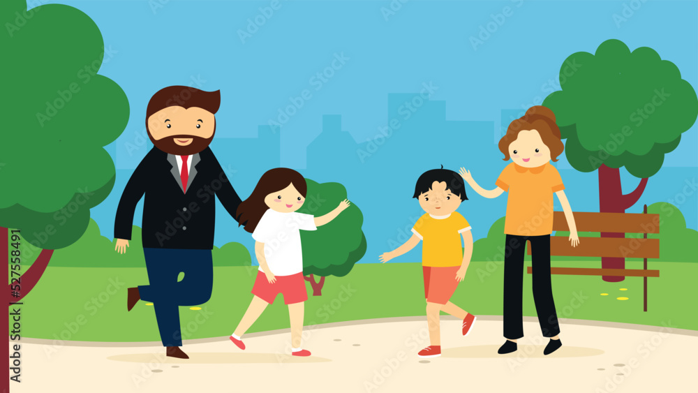 Children and parents met in the park Children and parents met in the park