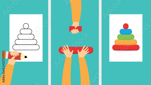 blank for a multi-colored plasticine pyramid