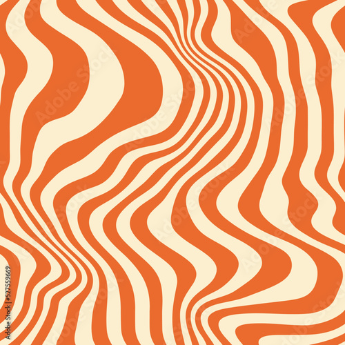 Abstract weaves seamless vector pattern. 60’s, 70’s style hippie background with waves, psychedelic groovy texture. Perfect for textile, wallpaper or print design.