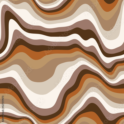 Abstract weaves seamless vector pattern. 60’s, 70’s style hippie background with waves, psychedelic groovy texture. Perfect for textile, wallpaper or print design.