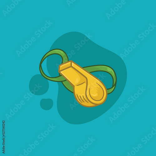 Illustration of a yellow whistle on a blue background
