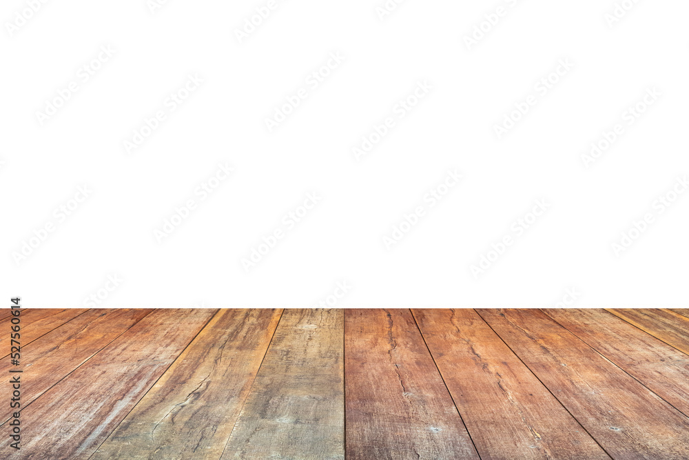 Empty wooden table top isolated on white background for product display Empty wooden table top isolated on white background for product display