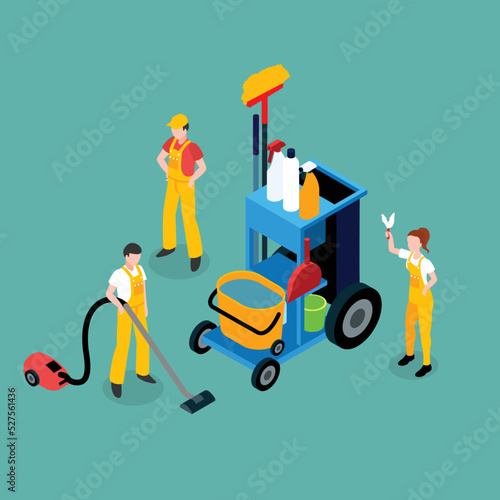 Cleaning service isometric 3d vector illustration concept for banner, website, illustration, landing page, flyer, etc.