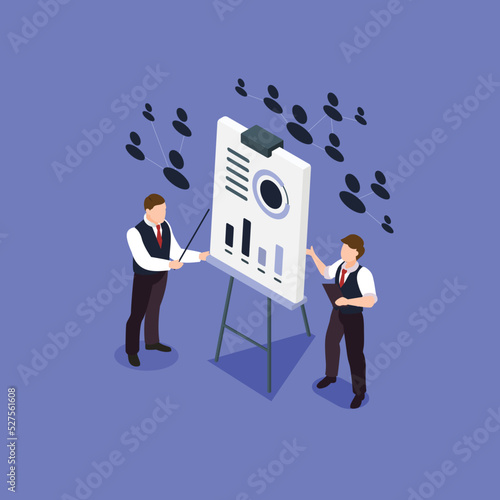 Social media analysis isometric 3d vector illustration concept for banner, website, illustration, landing page, flyer, etc.