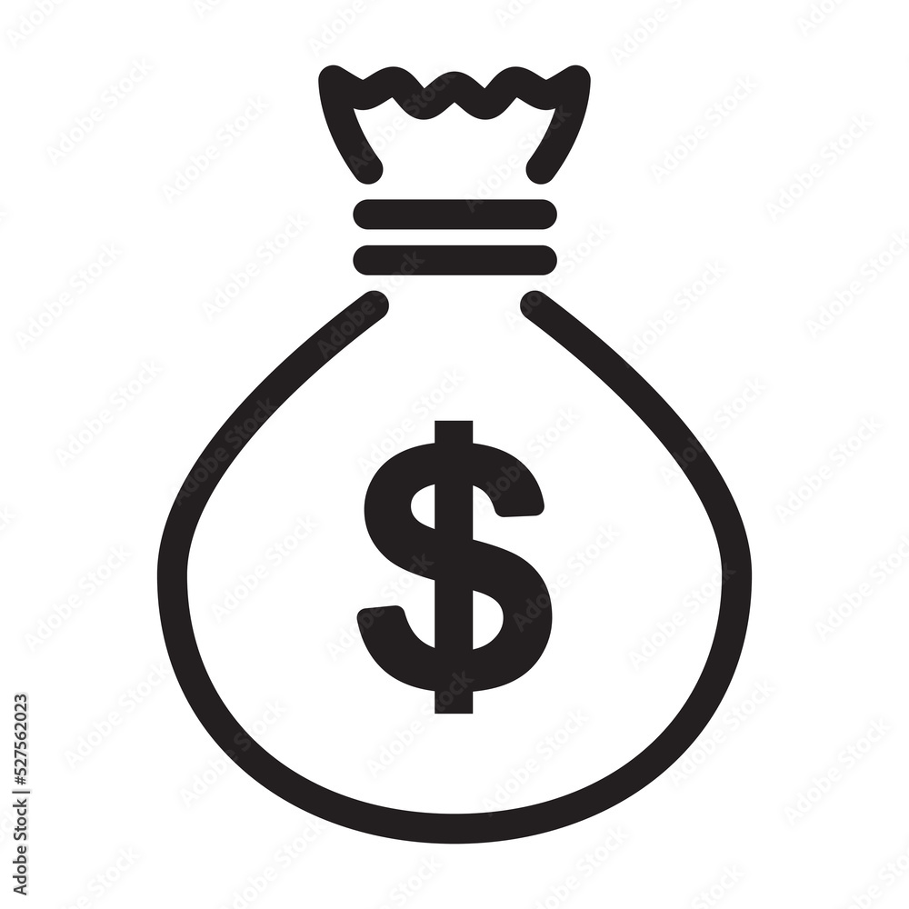 Money bag line icon. sack of money outline vector illustration Money bag line icon. sack of money outline vector illustration