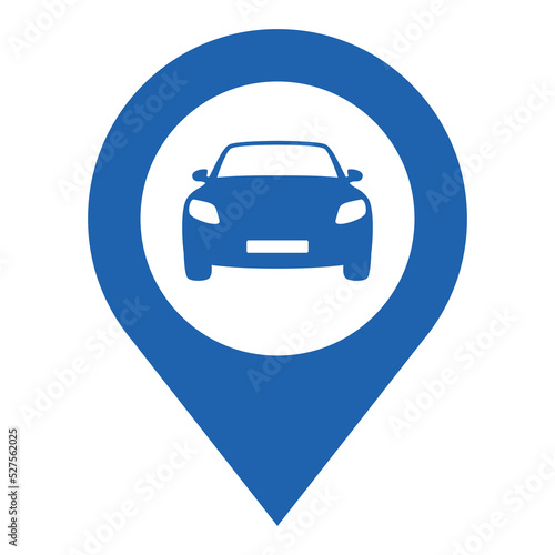 Car Parking pinpoint blue icon. Map parking pointer, Parking map point vector illustration