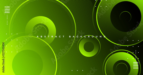Abstract bright green circle background with gradient circle lines