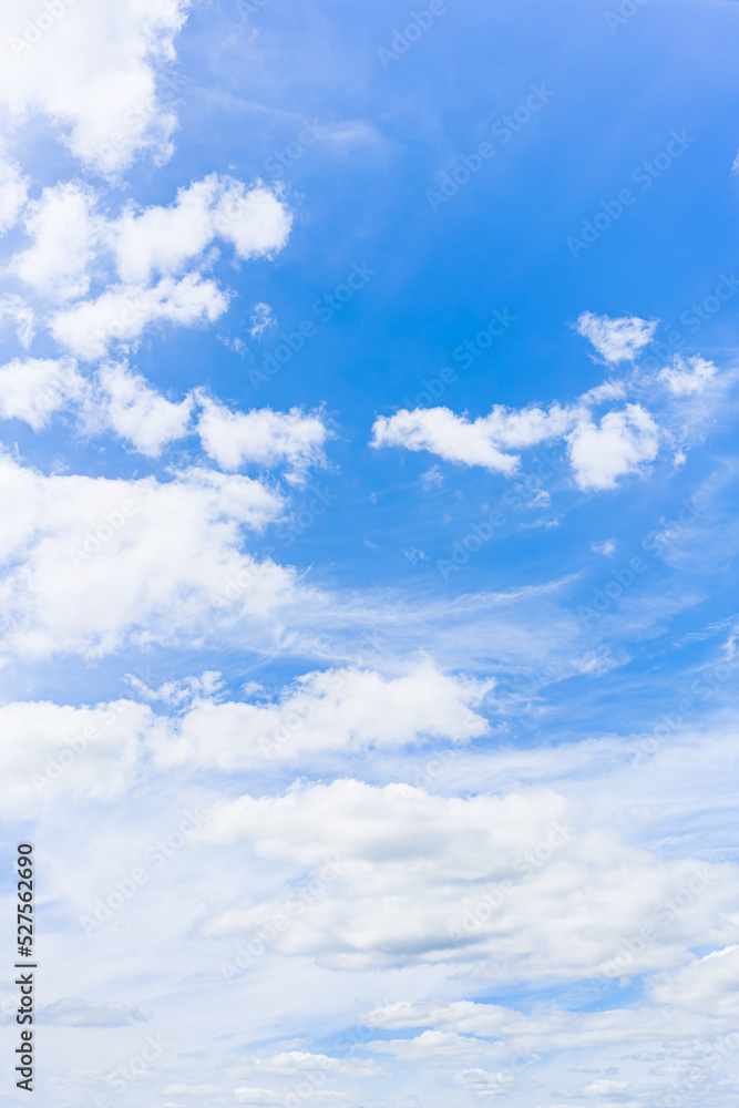 Fototapeta premium Blue sky and cirrus white high clouds. Horizontal.
