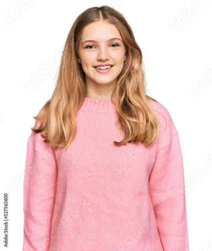 Beautiful young caucasian girl wearing casual winter sweater with a happy and cool smile on face. lucky person. © Krakenimages.com