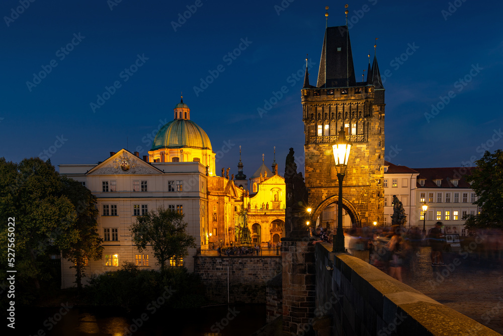 Prague, Czech Republic. Charles Bridge (Karluv Most - in czech) and Old Town Tower.