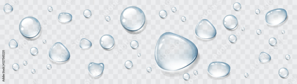 Realistic transparent water drops set. Rain drops on the glass. Isolated vector illustration
 - obrazy, fototapety, plakaty 