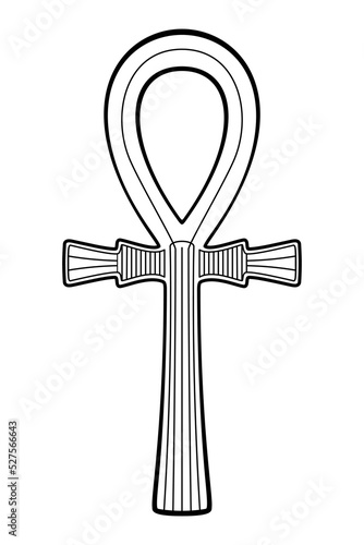 Ankh sign, a cross with handle and ancient Egyptian hieroglyphic symbol of gods and Pharaohs, representing life. Also known as key of life, breath of life, key of the Nile, and crux ansata. Vector.