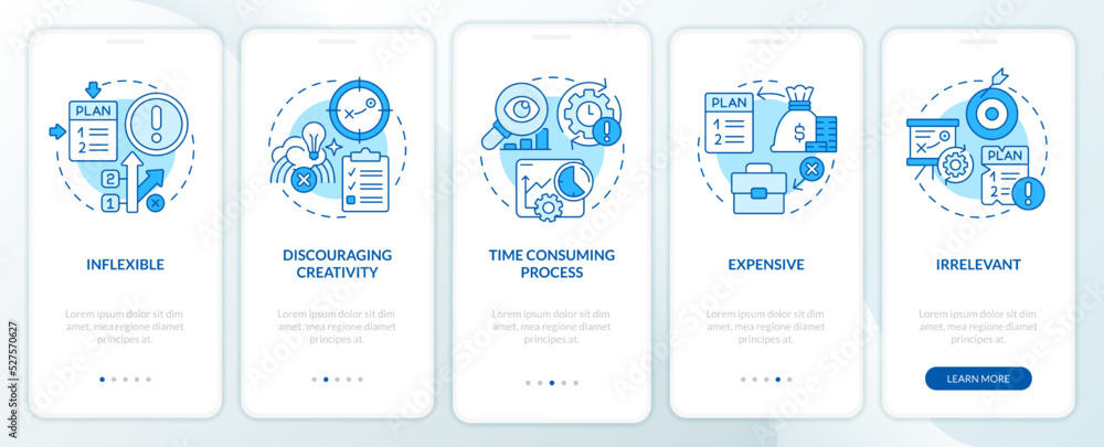 Disadvantages of planning blue onboarding mobile app screen ...