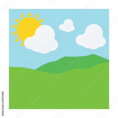 Sunny landscape clouds vector sun