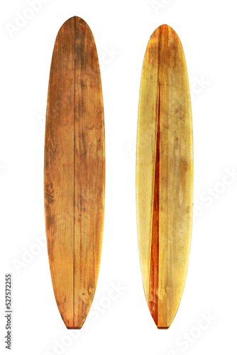 Vintage wood surfboard isolated for object, retro styles. © jakkapan