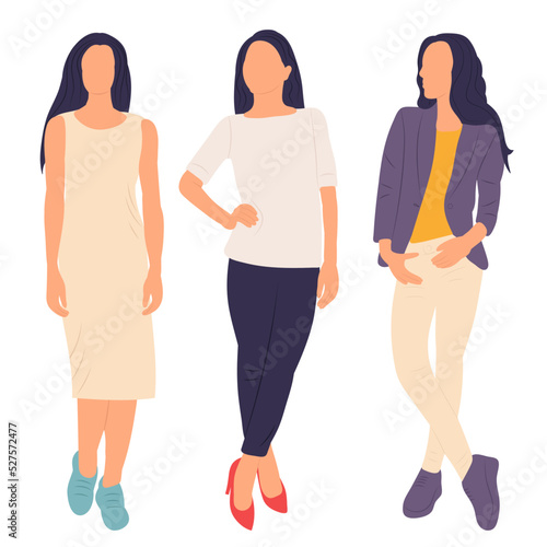 fashion women, girls, isolated vector