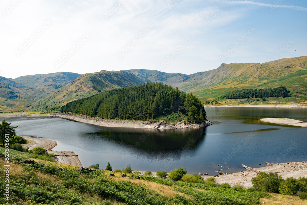 Haweswater Lake showing signs of receding in the drought conditions of 2022.