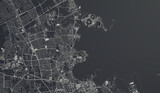 Doha, Qatar city map aerial view. minimal design. 3D Rendering