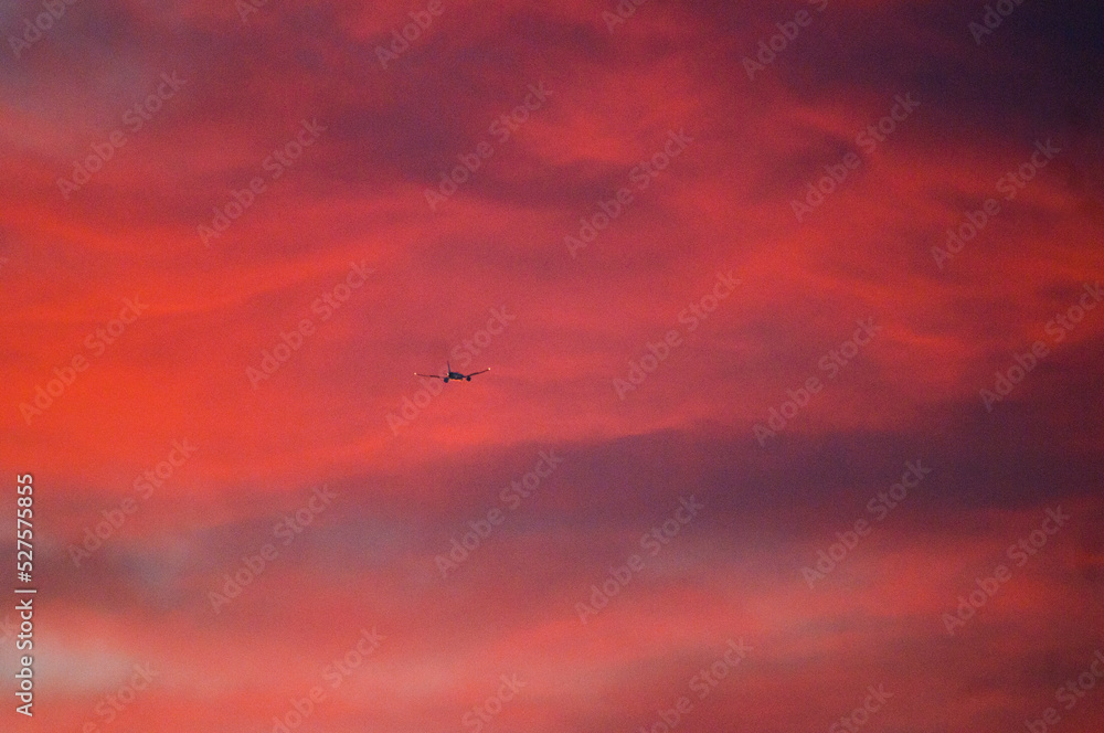 Cielo, tramonto aeroplano