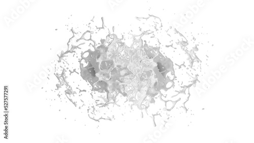 Milk Splash with droplets. 3d rendering. PNG alpha channel.