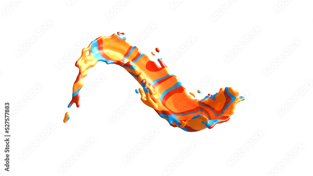 Colorful abstract paint splash. Illustration design 4K. PNG alpha channel.