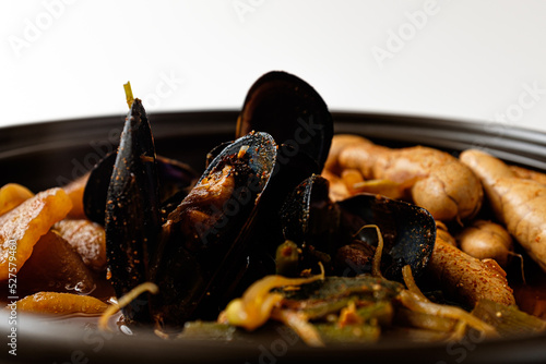 Pollack roe soup on a white background photo