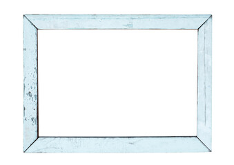 vintage wood picture frame in white paint, weathered. object isolated