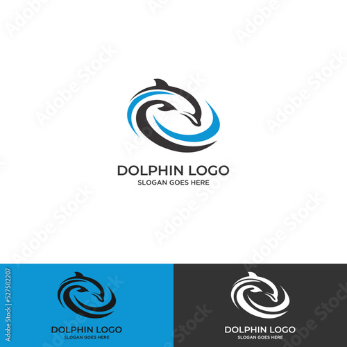 Dolphin Initial O Logo Template.