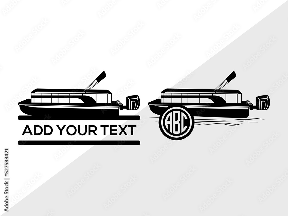 Vetor do Stock Pontoon Boat SVG, Lake Boat svg, Boat Svg, River Boat