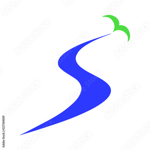 horizon way alphabet s with bird and road logo symbol icon design