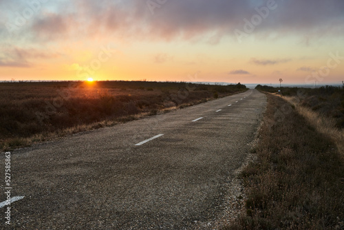 Emtpy road at sunset