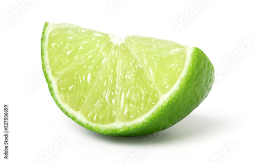 Fresh lime slice isolated on white background, clipping path, cut out