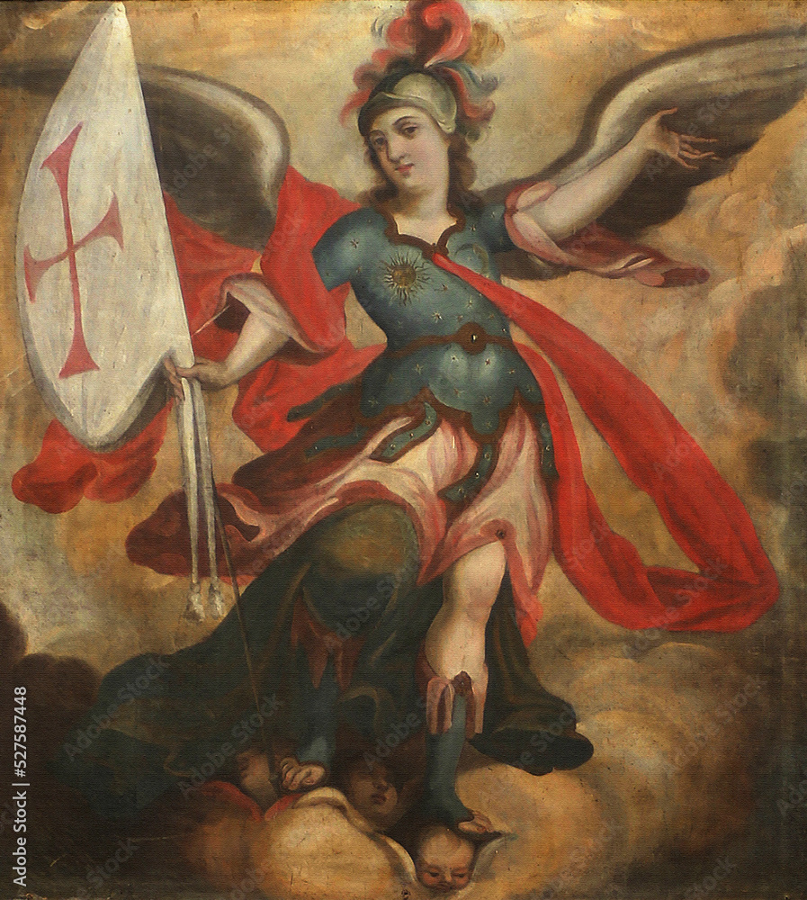 Fototapeta premium San Miguel Arcángel, Pintura en el templo de Santo Domingo, San Cristóbal de las Casas, Chiapas, México