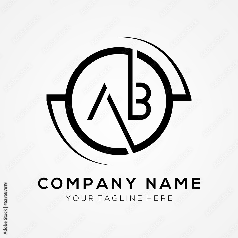 letter AB Logo Design Vector Template. Initial Black Letter Design AB ...