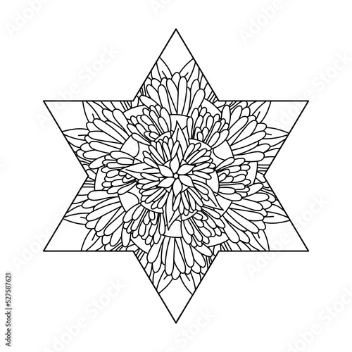 Flower coloring page. The shape of a star. Vector illustration