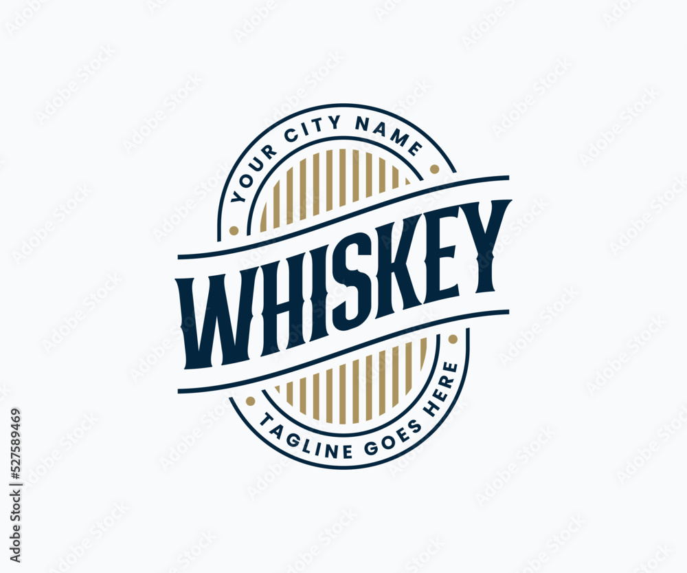 Whiskey Logo Design Template. Wine Logo. Bar Logo Design Template Stock