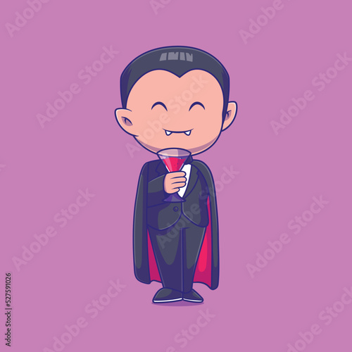 cute halloween dracula vampire illustration suitable for mascot sticker and t-shirt design
