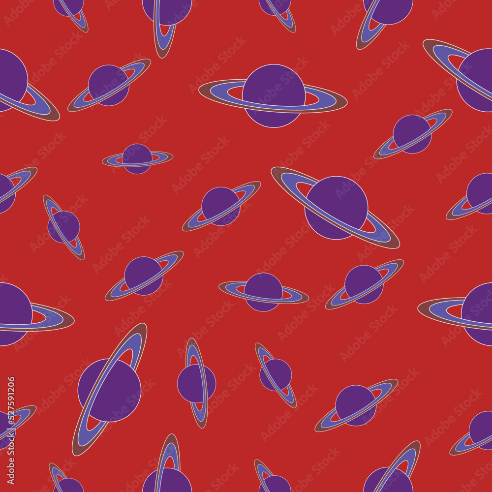 Obraz premium A scattered Saturn planet seamless repeating pattern design