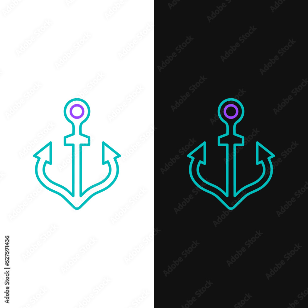 Line Anchor icon isolated on white and black background. Colorful outline concept. Vector Line Anchor icon isolated on white and black background. Colorful outline concept. Vector