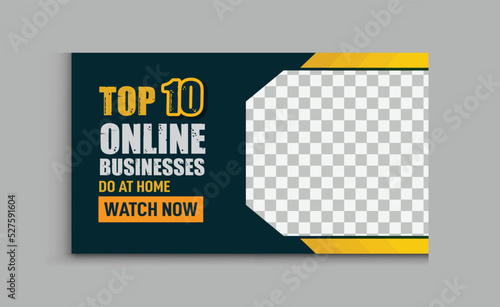 modern online business video thumbnail, digital youtube thumbnail attractive design template editable vector