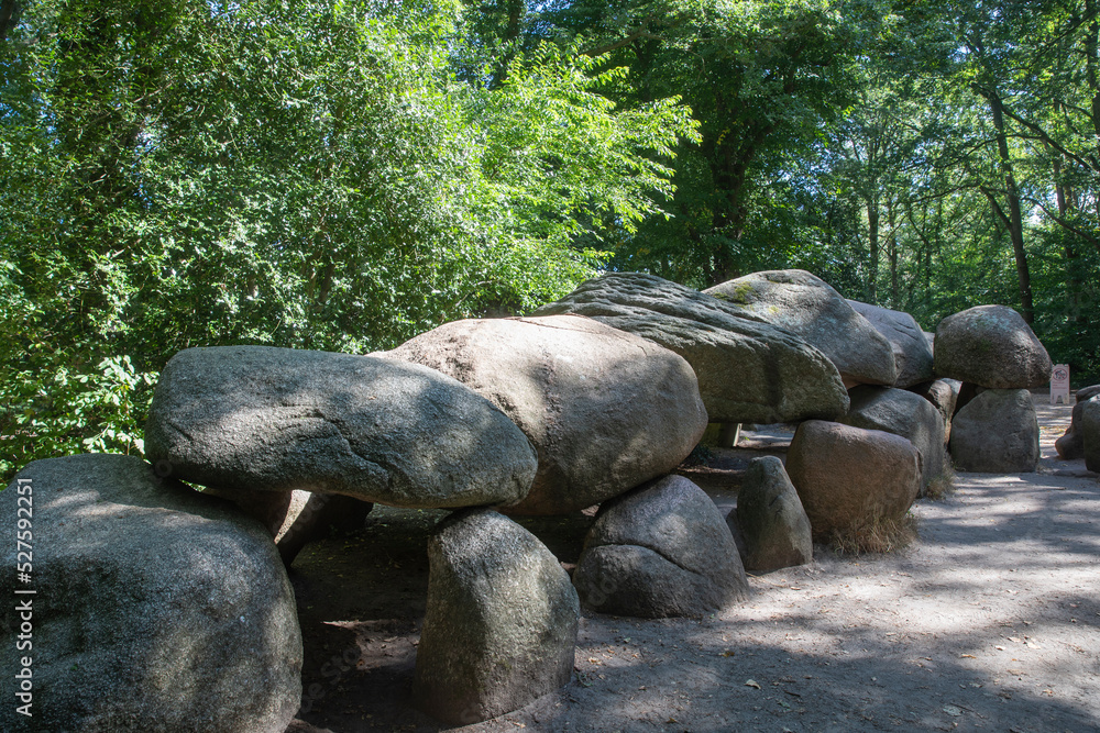 In the woods near Borger in the province of Drenthe you will find this gigantic grave monument from prehistoric times. The building blocks of this dolmen were deposited in the ice-age In the woods near Borger in the province of Drenthe you will find this gigantic grave monument from prehistoric times. The building blocks of this dolmen were deposited in the ice-age