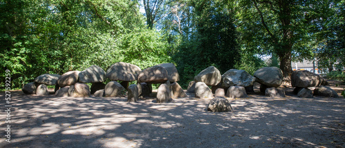 Bilde på lerret In the woods near Borger in the province of Drenthe you will find this gigantic grave monument from prehistoric times