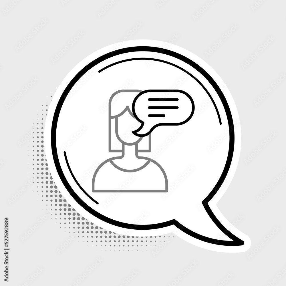 Line Female opinion icon isolated on grey background. Colorful outline concept. Vector