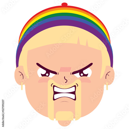 LGBTQ man angry face cartoon cute