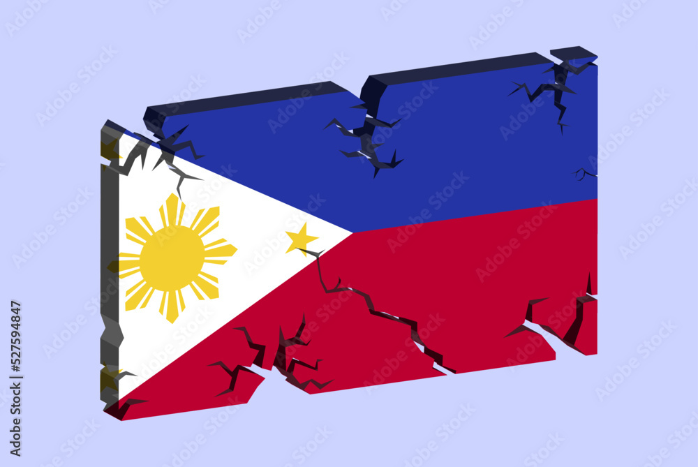 Philippines flag on 3D cracked wall vector, fracture pattern, country ...