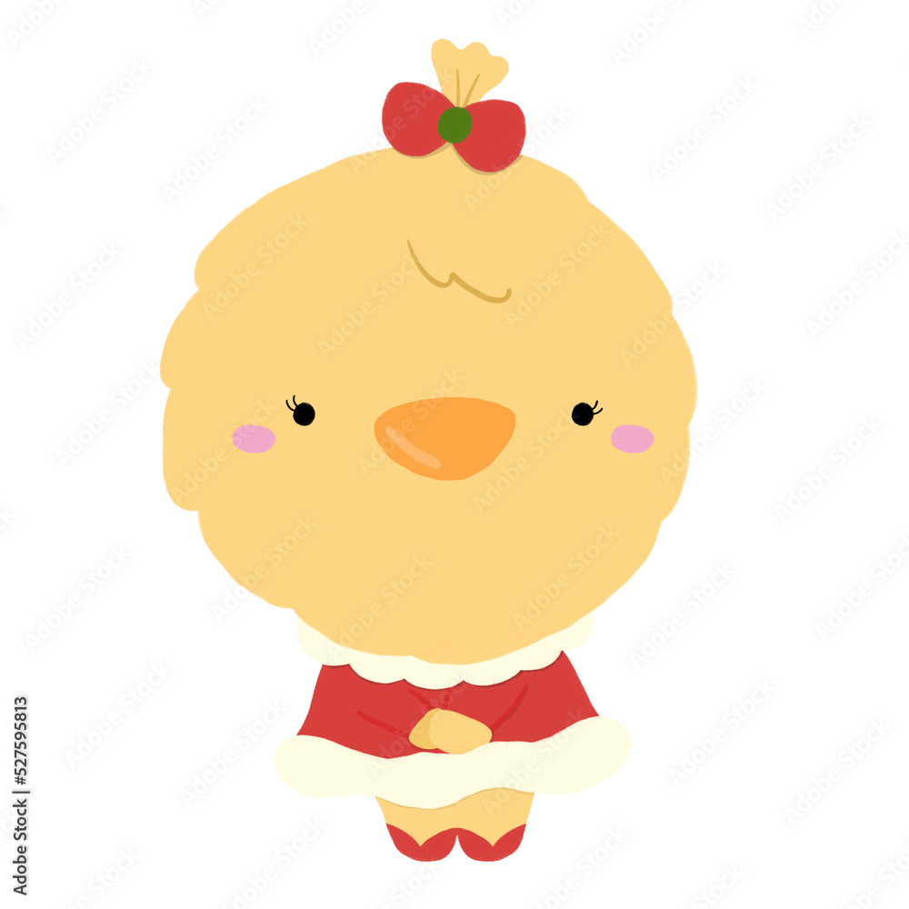 Cute bird wear Christmas dress cartoon 