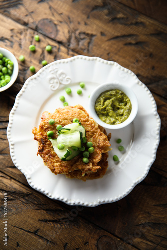Healthy pancakes with green pea