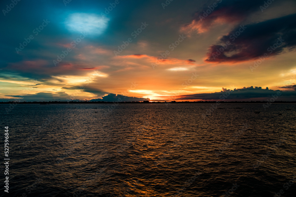 Summer cloudy sky on the river in Bangladesh Summer cloudy sky on the river in Bangladesh