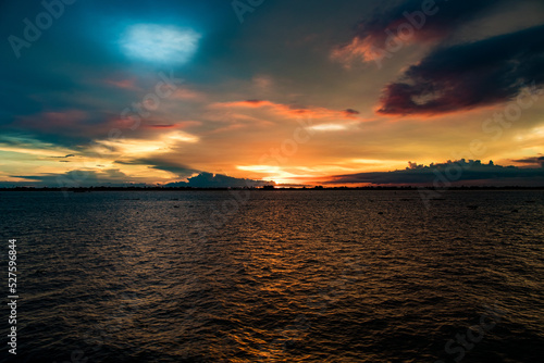 Summer cloudy sky on the river in Bangladesh