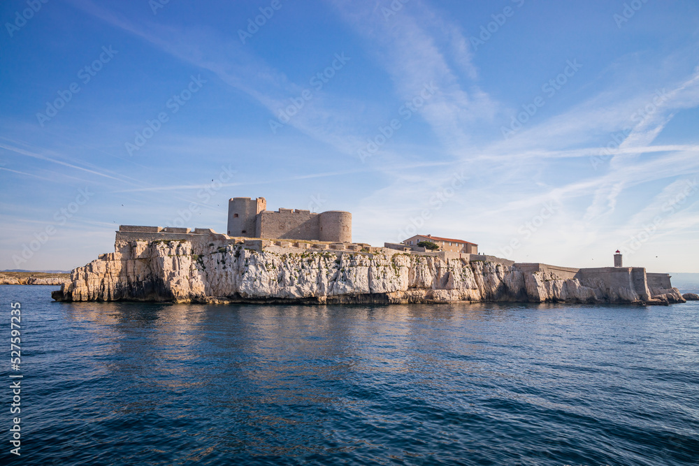 Chateau d'If, a fortress and former prison located on the Ile d'If, the smallest island in the Frioul archipelago offshore from Marseille